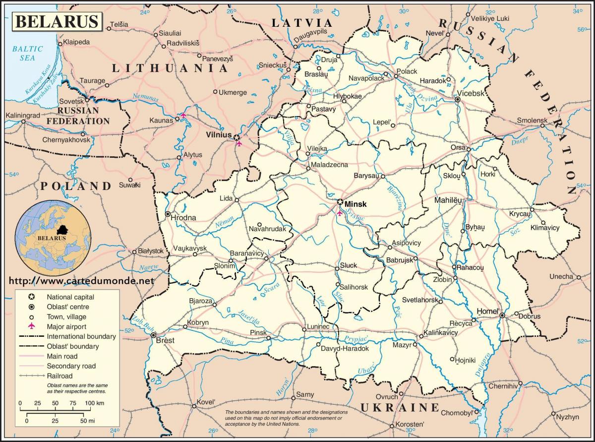 Белорусија земја мапа